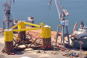 Transverse load-out supports floating wind farm in Portugal Load out of WindFloat project by ALE