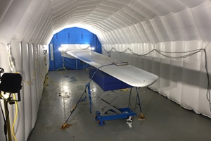 Mobile repair habitat installed at deck of offshore installation vessel MPI Resolution MPI Resolution blade repair