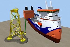 Bravenes installs scour protection around jackets to prevent erosion Bravenes installs scour protection around jackets to prevent erosion