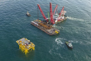 Hollandse Kust (north) jacket successfully installed (courtesy Flying Focus) Hollandse Kust (north) jacket successfully installed (courtesy Flying Focus)