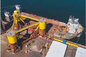 Load-out of wind platform at the Navantia Fene Shipyard in Spain Load out of wind platform