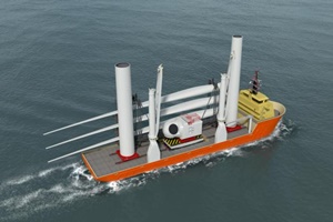 Huisman develops Jones Act compliant solution for wind turbine component supply in US waters wind feeder vessel Huisman