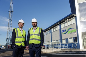 PD&MS CEO Simon Rio and Thomas Barter, head of renewables business development outside the Seagreen Offshore Wind Farm base at Montrose Port PDMS Seagreen 2