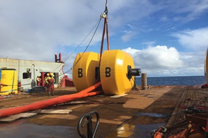 Balmoral’s in-line mooring system features a dynamic connection interface that allows different sections of the mooring lines to be tethered securely without adversely loading the buoyancy structure Balmoral in line mooring buoyancy