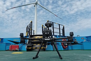 Drone deployed at the Riffgat offshore wind farm (image source: Droneverse GmbH) Drohne in Riffgat 1 DRONEVERSE