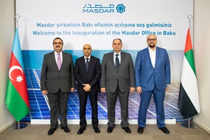 The inauguration event for the office, located in Port Baku Tower, was attended by His Excellency Mohammed Murad Al Blooshi, UAE Ambassador to the Republic of Azerbaijan, and Javid Abdullayev, Director of Azerbaijan Renewable Energy Agency under the Ministry of Energy, along with a delegation from Masdar, led by its Chief Executive Officer, Mohamed Jameel Al Ramahi. Masdar Office Inaugration Baku 1