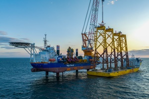 Offshore installation vessel Aeolus installing jackets Offshore installation vessel Aeolus installing jackets