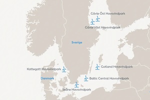 Locations of Ørsted's offshore wind farms in Sweden Orsted OWFs Sweden