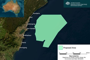 Map of the proposed offshore wind area off the coast of illawarra, NSW, Australia offshore wind illawarra news map 300 200