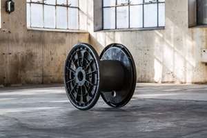 Cable drum manufactured from the recycled XLPE material NKT recycling XLPE cable drum