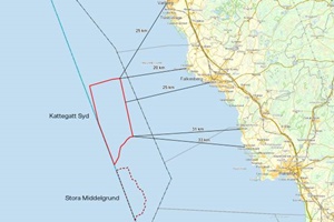 Location of Kattegatt Syd offshore wind farm in Swedish waters Vattenfall kattegatt syd