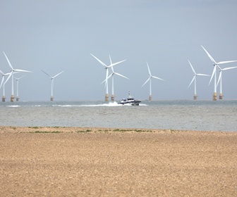 #35 Vestas V80 2MW turbines installed in 2004 at Scroby Sands Offshore Windfarm, off the East coast of England at Great Yarmouth (courtesy David Goodfellow)